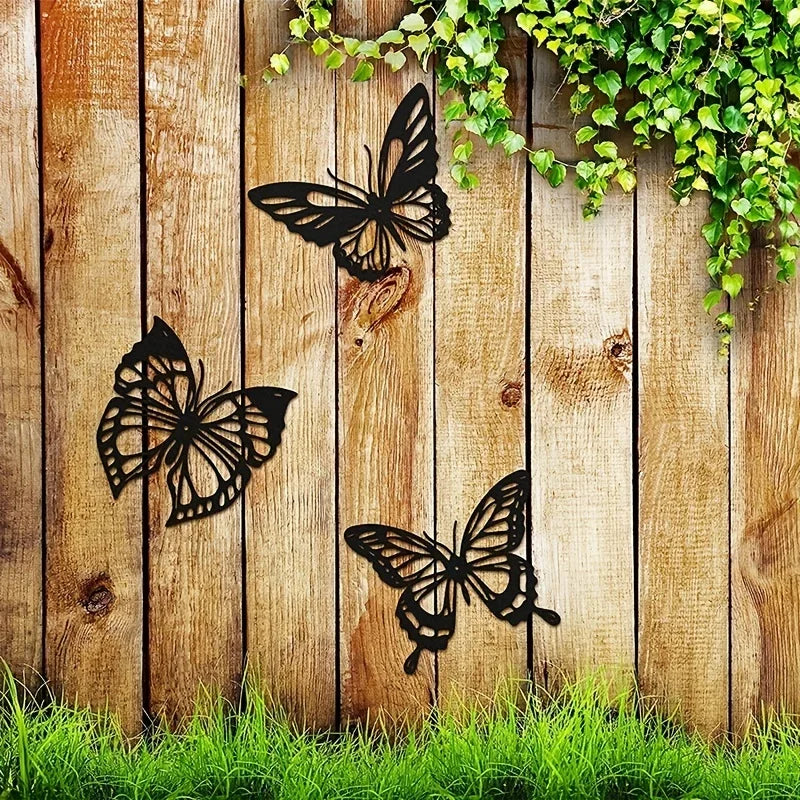 Set aus 3 Stück Schmetterlinge Eisen Kunst Wand Kunst 3D Metall Skulptur Wanddekoration für Wohnzimmer Esszimmer Kreative Nordic Wohnkultur