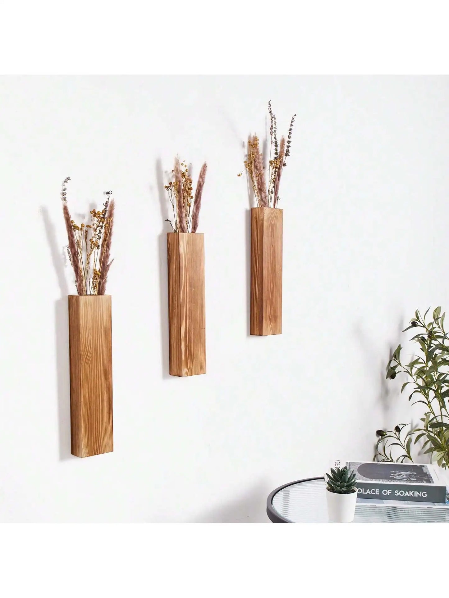 Handgefertigte nordische Holzvase Wandpflanzer - Natürliche Maserung, minimalistisches skandinavisches Design, perfekt für langstielige Blumen und Wohnkultur, vielseitige und elegante dekorative Stücke