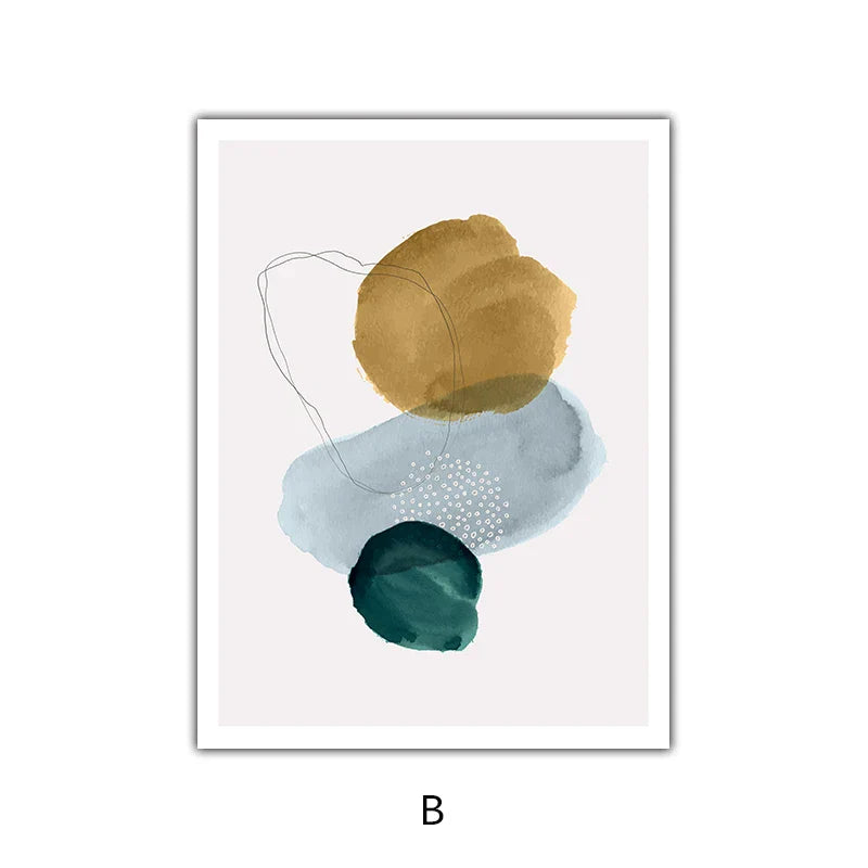 Grün Gelb Schwarz Abstrakte Form & Linie Minimalistische Nordische Wandkunst Feine Kunst Leinwanddrucke Bilder Für Wohnzimmer Büro Dekor | Brehn