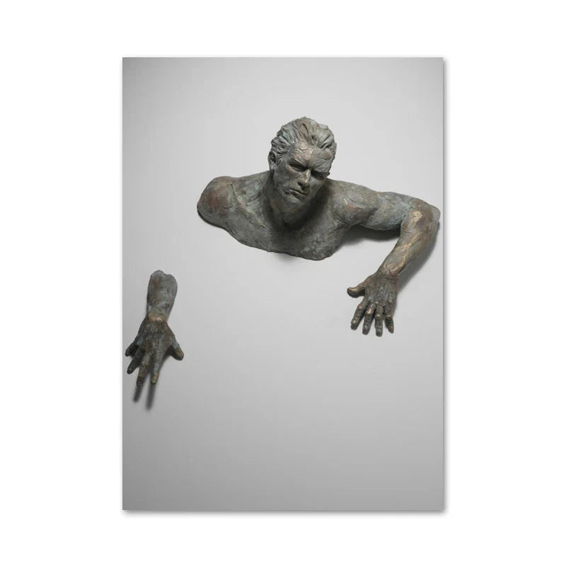 Moderne urbane abstrakte Eisenstatue Wandkunst Fine Art Leinwanddrucke 3D-Visualisierung Figurenkunst Bilder für minimalistische Wohnungswanddekoration | Brehn