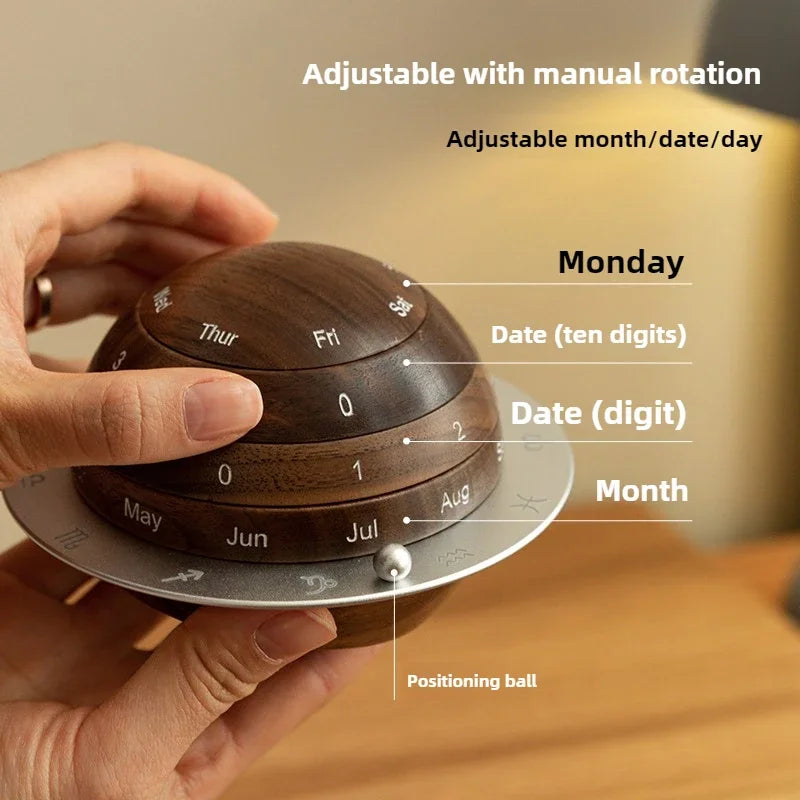 Cosmic Cycle Minimalist Drehender Holzkalender | Brehn
