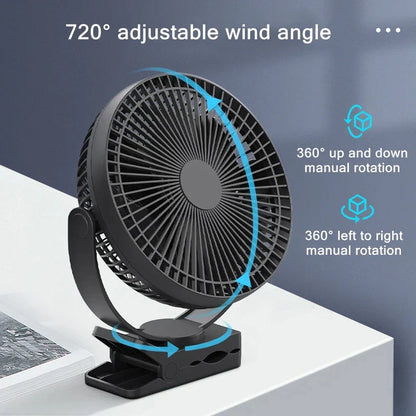 Tragbarer USB wiederaufladbarer Ventilator mit 10000mAh Batterie & Klammer – Zephyr | Brehn