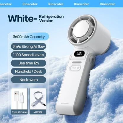 CoolityGo Handventilator mit Ice-Cool-Technologie | 100 Geschwindigkeitsstufen | 3600mAh Akku | Faltbar & ultraleicht | Brehn