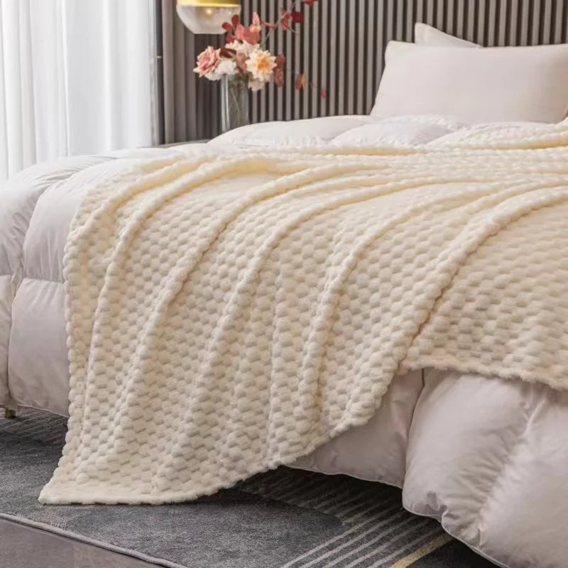 Brehn | Gemusterte weiche Samtdecke warme gemütliche Decke für Sofa und Bett