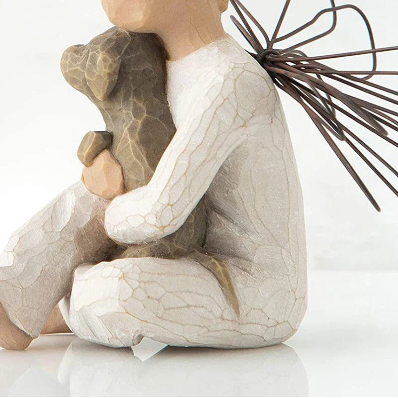 Brehn | Statuette aus Kunstharz, Menschen, Familienfiguren, Skulptur, Figuren für Heimdekoration, Tischdekoration, Wohnzimmer, Engel, Umarmung, Hund, Vater, Kind