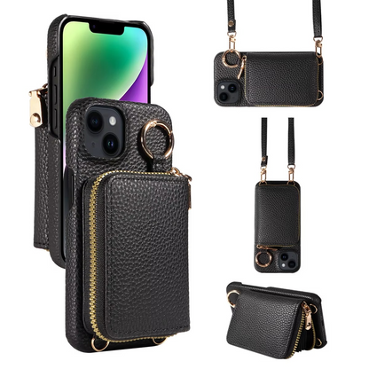 Hochwertige, multifunktionale iPhone-Hülle aus Leder mit Anti-Entmagnetisierungsschutz