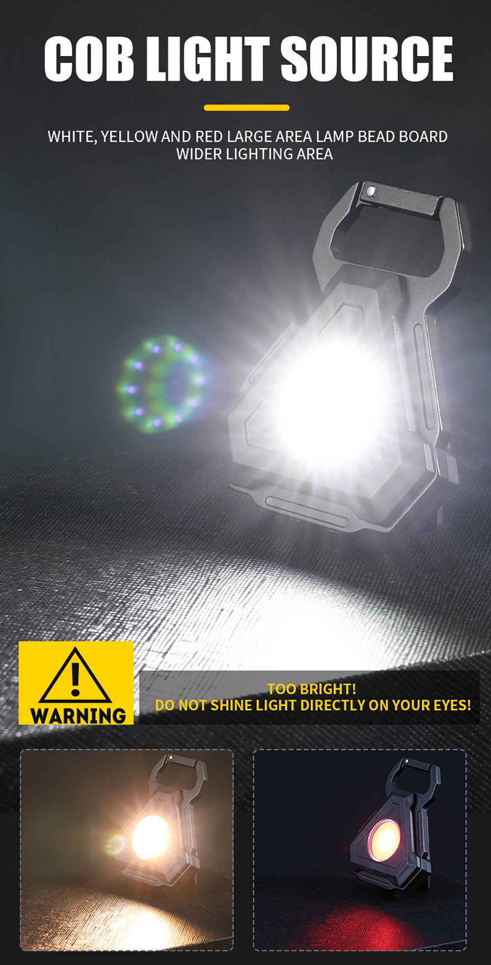 Mini-LED-Taschenlampe USB-Flaschenöffner Schlüsselanhänger | Brehn