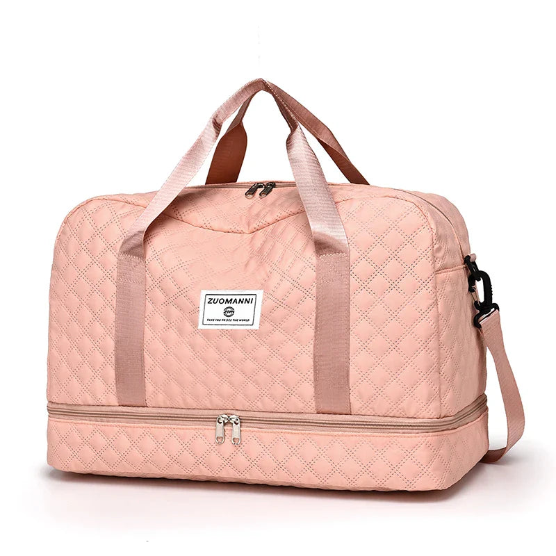 Brehn | Raumio TravelFlex Leichte Reisetasche mit Rautenmuster | Große Sport- & Wochenendtasche mit Schuhfach & Nassfach | Handgepäcktauglich & faltbar