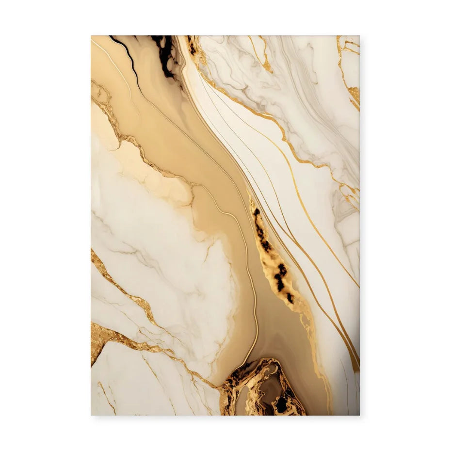 Moderne abstrakte schwarze beige goldene flüssige Marmorprint-Wandkunst Fine Art Leinwanddrucke Bilder für Wohnzimmer Schlafzimmer Kunst Dekor | Brehn