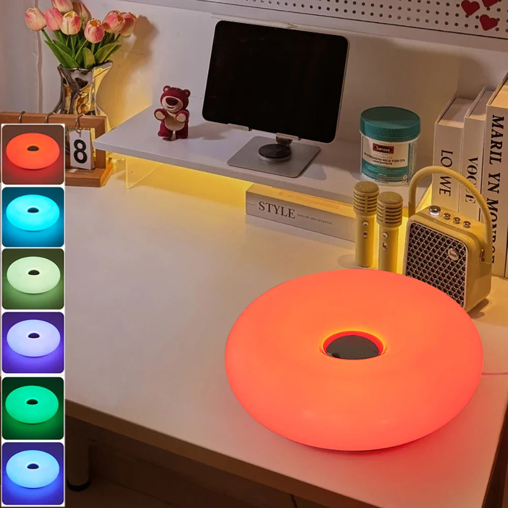 Brehn | Tischlampe Luminoro Bauhaus | USB & Touch | RGB 16 Farben mit Fernbedienung | Ambientelicht für Wohn- & Schlafzimmer