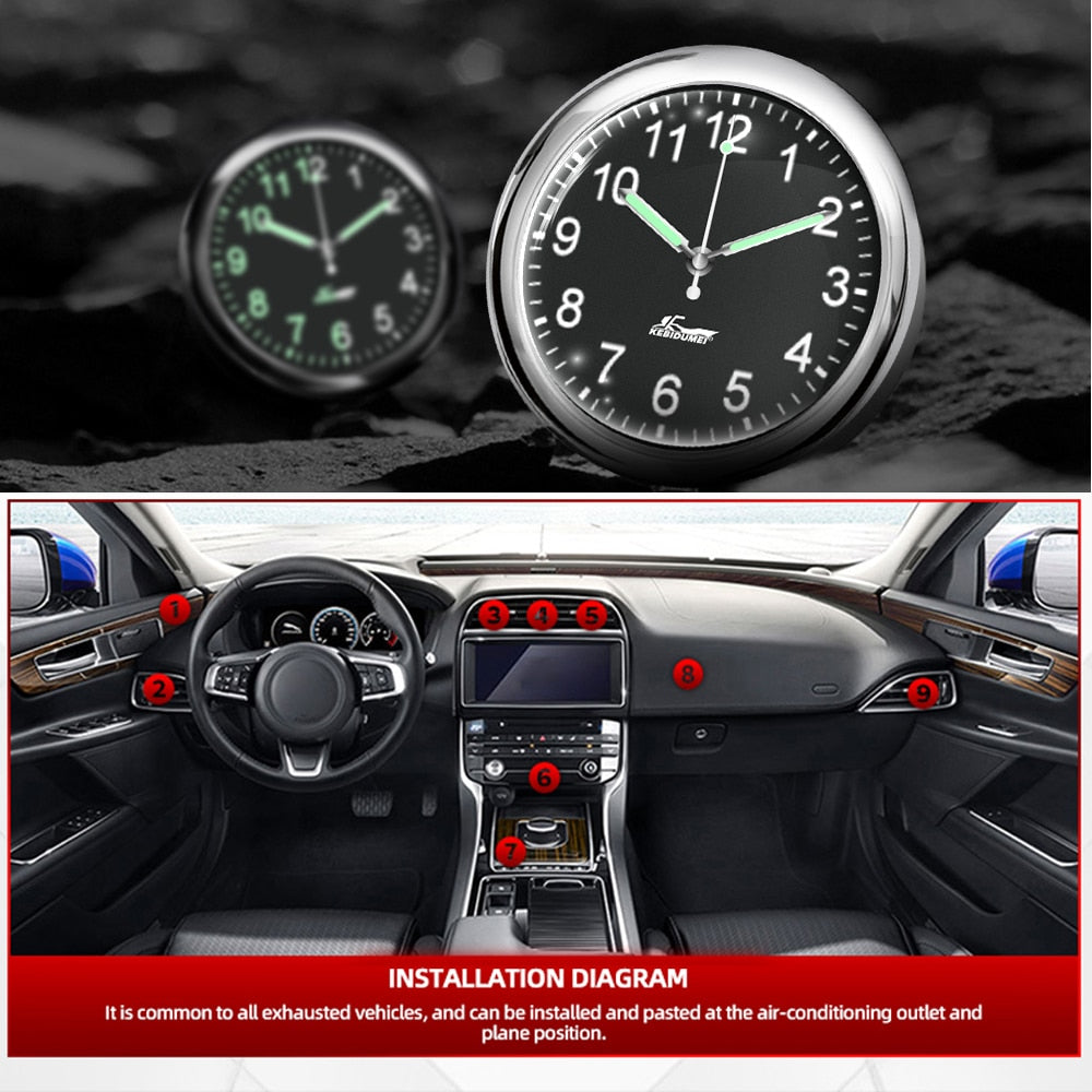 Brehn | Aufklebbare Auto Armaturenbrett Leuchtende Uhr