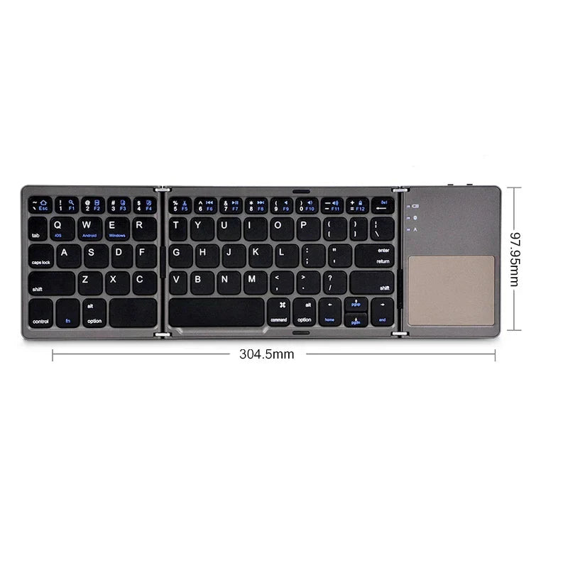 Drahtlos faltbare Bluetooth-Tastatur mit Touchpad – Kompakt, vielseitig und ultra-portabel | Brehn