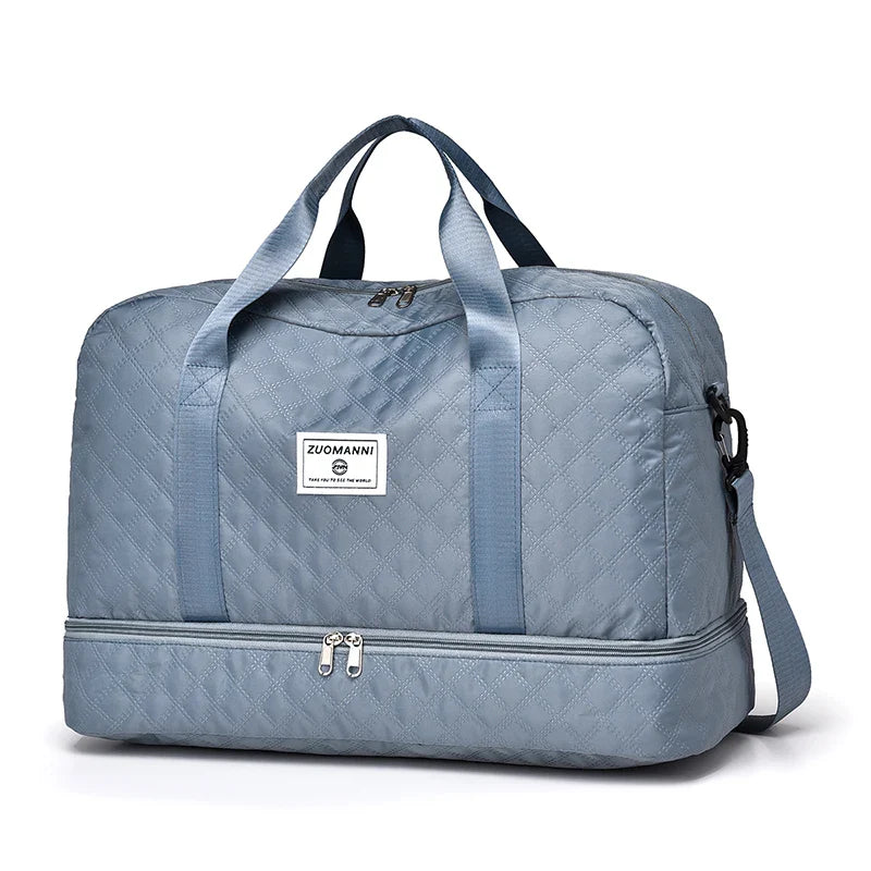 Brehn | Raumio TravelFlex Leichte Reisetasche mit Rautenmuster | Große Sport- & Wochenendtasche mit Schuhfach & Nassfach | Handgepäcktauglich & faltbar