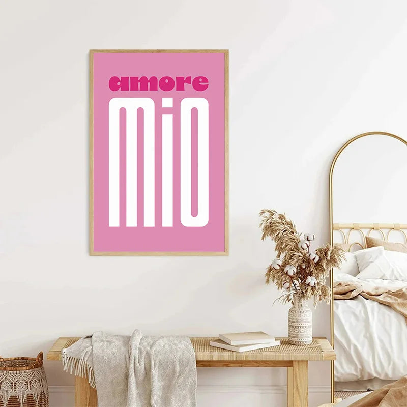 Pink Retro Liebe Zitat Wandkunst Feine Kunst Leinwanddrucke Typografische Bilder Für Schlafzimmer Wohnzimmer Hotelzimmer Modernes Apartment Wandkunst Dekor | Brehn