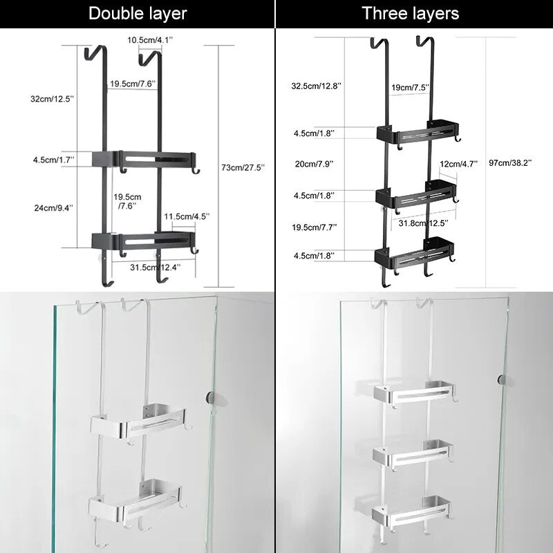 Sleek Duschnagelfreies Dual-Layer-Organizer-Regal