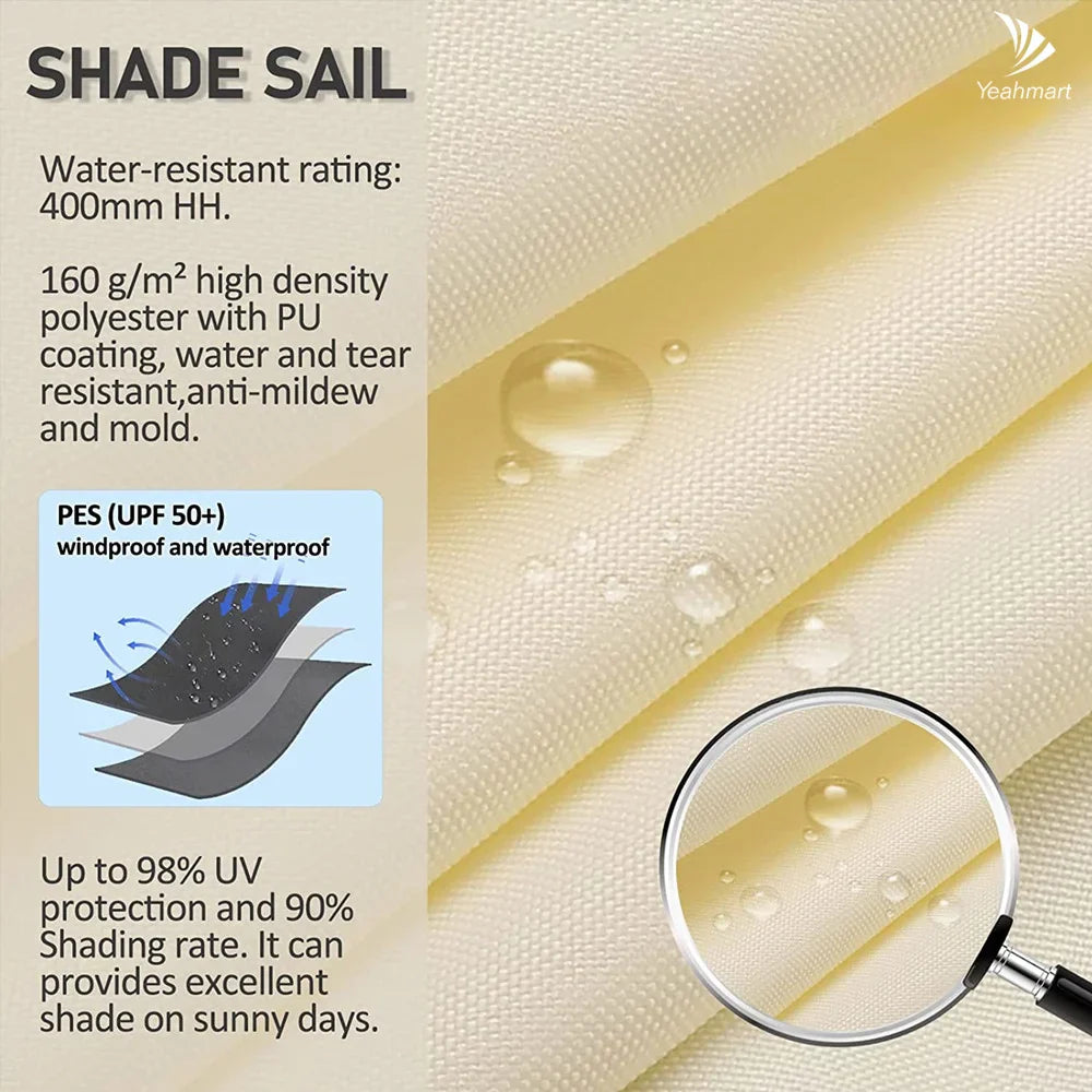 Wasserdichtes rechteckiges Sonnensegel mit UV-Schutz und Montagesatz – ShadeGuard