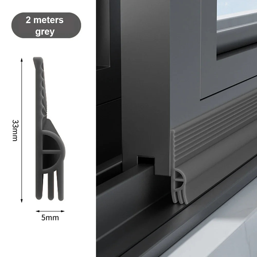 ThermoBlock Türdichtung | PVC-Zugluftstopper | Schallschutz | 2 m zuschneidbar