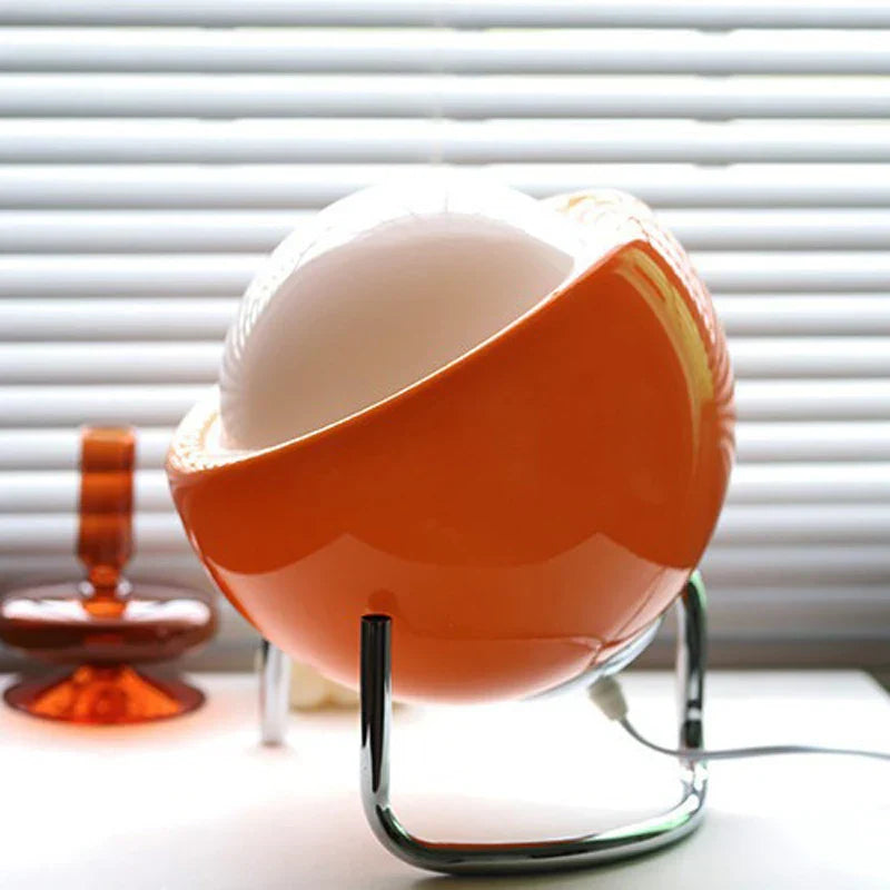 Brehn | Aurivio Tischlampe | Glas & Edelstahl | Retro-Nordic Design | LED Nachtlicht Beige/Orange | Ø21×H25 cm