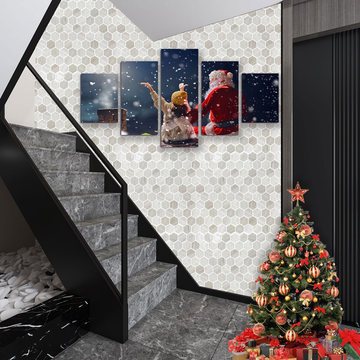 3D Selbstklebende Sechseckige Wandaufkleber | Brehn