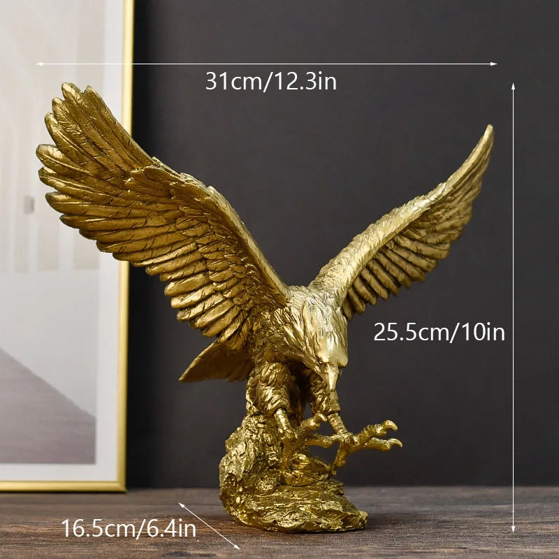 Goldene Adlerstatue aus Kunstharz, Tiermodell-Sammlung, Ornament für Zuhause, Büro, Schreibtisch, Feng Shui-Dekor, Figur, schlicht