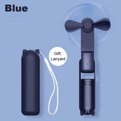 Tragbarer Mini-Handventilator – Wiederaufladbarer faltbarer Taschenventilator mit Batterie, kühlender Handventilator und Powerbank-Funktion | Brehn
