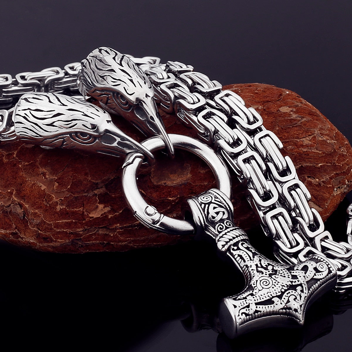 Brehn | Nordischer Wikinger Wolf Kopf Edelstahl Necklace
