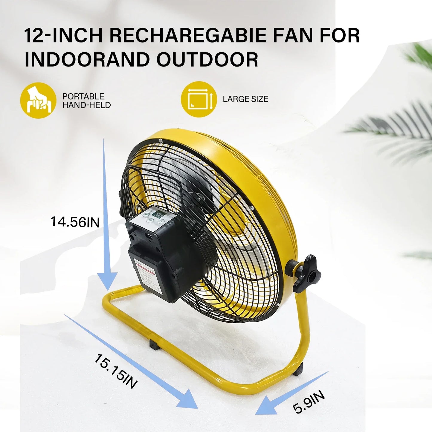 214-Zoll Tragbarer Wiederaufladbarer Tischventilator – Solar- und AC-betriebene Dual-Input für Zuhause, Camping und Angeln | Brehn