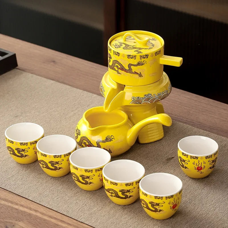 Brehn | Königliches goldenes Porzellan Drachenfluss Tee Set