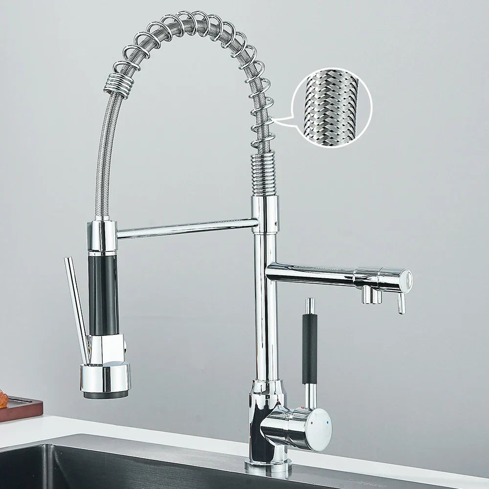 Wasserhahn mit Doppeltem Auslauf – Hochwertiger Wasserhahn für Flexibles Spülen, Schwenkbar, Ideal für Moderne Küchen, Leicht zu Reinigen und Einfache Montage | Brehn