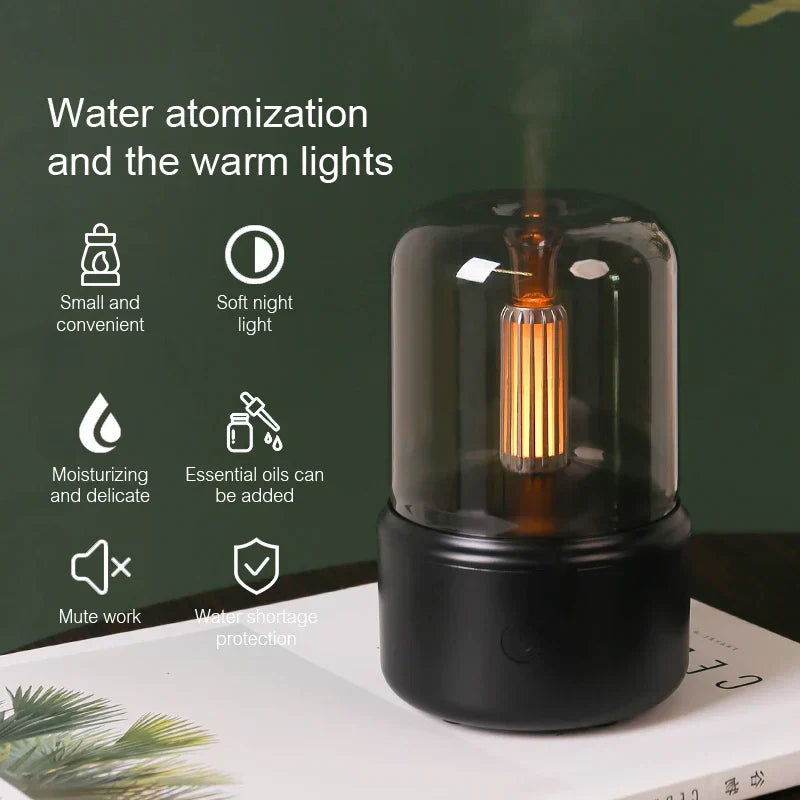 Brehn | Retro Aroma Diffuser mit Nachtlicht - USB ätherischer Öl-Luftbefeuchter für Zuhause und Büro