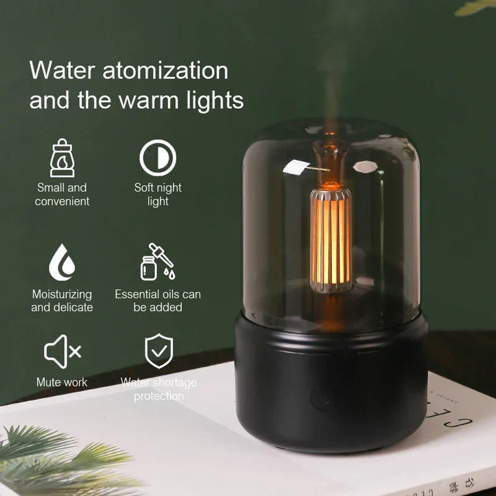 Brehn | Retro Aroma Diffuser mit Nachtlicht - USB ätherischer Öl-Luftbefeuchter für Zuhause und Büro