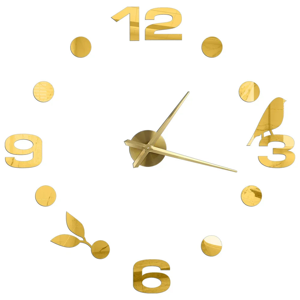 Große Wanduhr DIY 3D Selbstkleber Spiegel Acryl Wanduhr für Küche Esszimmer Wohnzimmer Kreative Wohnkultur | Brehn