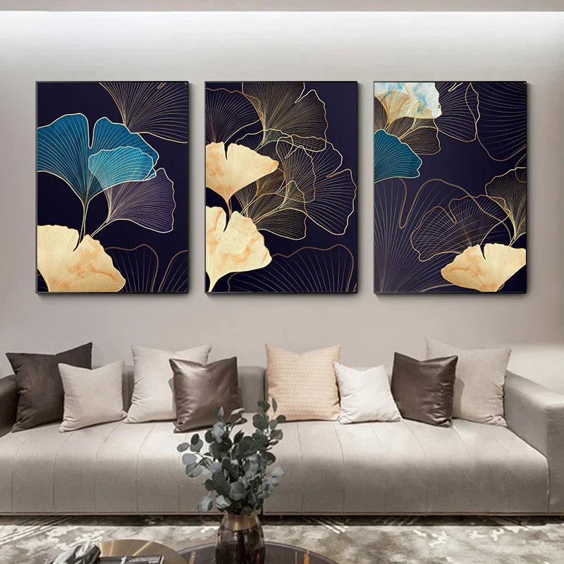 Abstrakte Botanische Tropische Blaue Aubergine Florale Wandkunst Feine Kunst Leinwanddrucke Bilder Für Wohnzimmer Schlafzimmer Hotelzimmer Dekor | Brehn