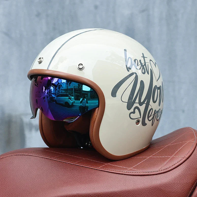 Retro-Motorradhelm 3/4-offenes Visier – Valor