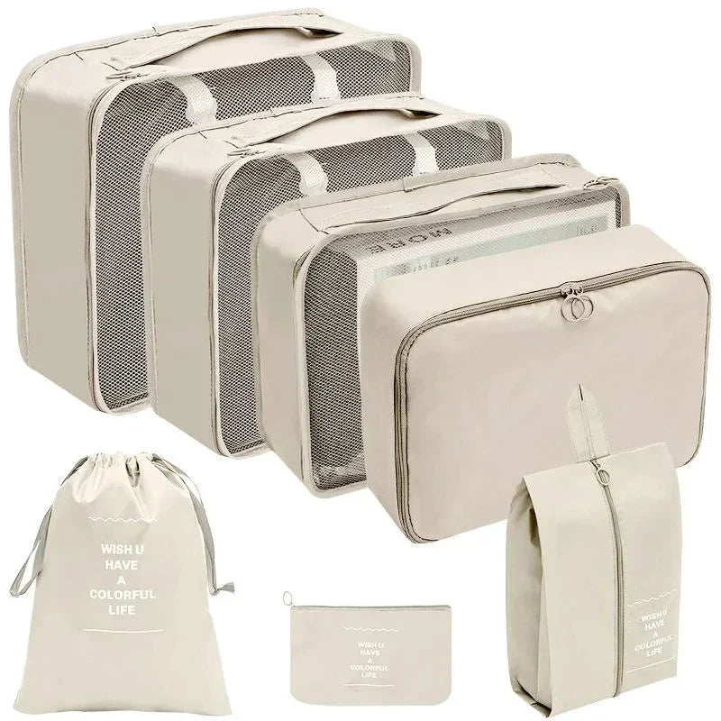 Brehn | PackWunder Reise-Organizer Set 7/8/9/10-teilig | Faltbare Koffer-Organizer | Für Kleidung, Schuhe & Accessoires