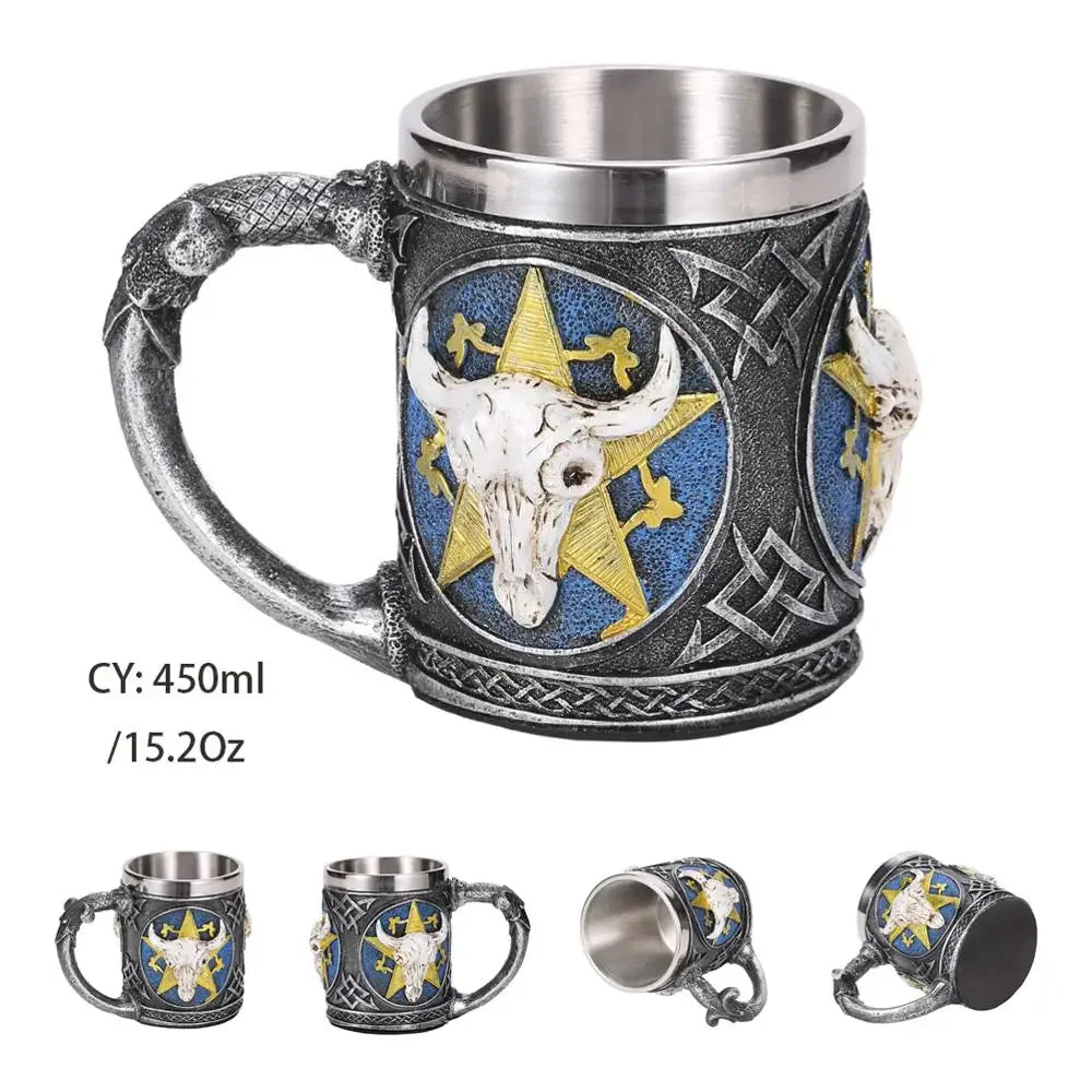 Brehn | Mittelalterlicher Drachenharz-Edelstahlbecher als Kaffeebecher oder Teebecher