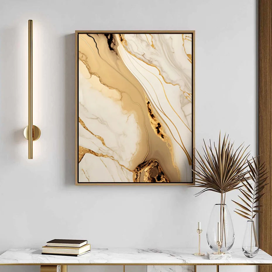 Moderne abstrakte schwarze beige goldene flüssige Marmorprint-Wandkunst Fine Art Leinwanddrucke Bilder für Wohnzimmer Schlafzimmer Kunst Dekor | Brehn