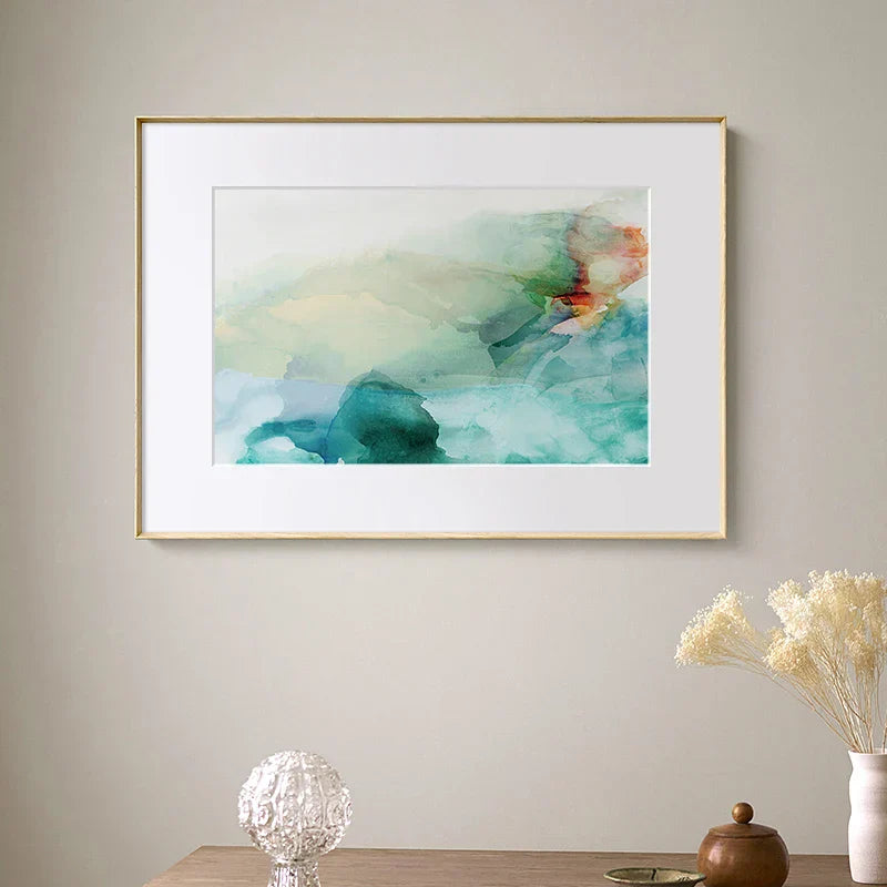 Ethereal Whispers Teal Emerald Aquamarin Abstrakte Wandkunst Fine Art Leinwanddrucke Nordische Bilder Für Moderne Wohnung Wohnzimmer Dekor | Brehn
