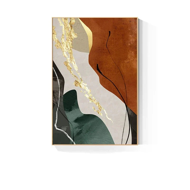 Erdige Farben Nordisch Abstrakte Geometrische Wandkunst Fein Kunst Leinwand Drucke Grün Braun Beige Orange Bilder Für Wohnzimmer Esszimmer Dekor | Brehn