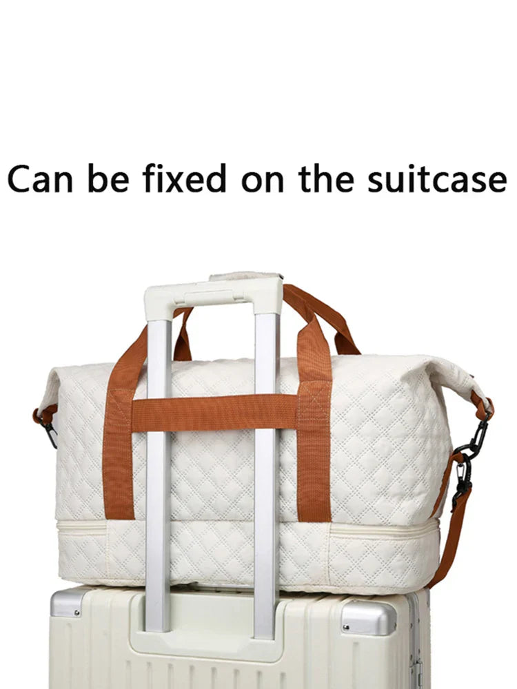 Brehn | Travessia Reisetasche mit Schuhfach | Große Kapazität & Rautenmuster | Nylon Wochenendtasche für Sport, Kurzreisen & den Alltag