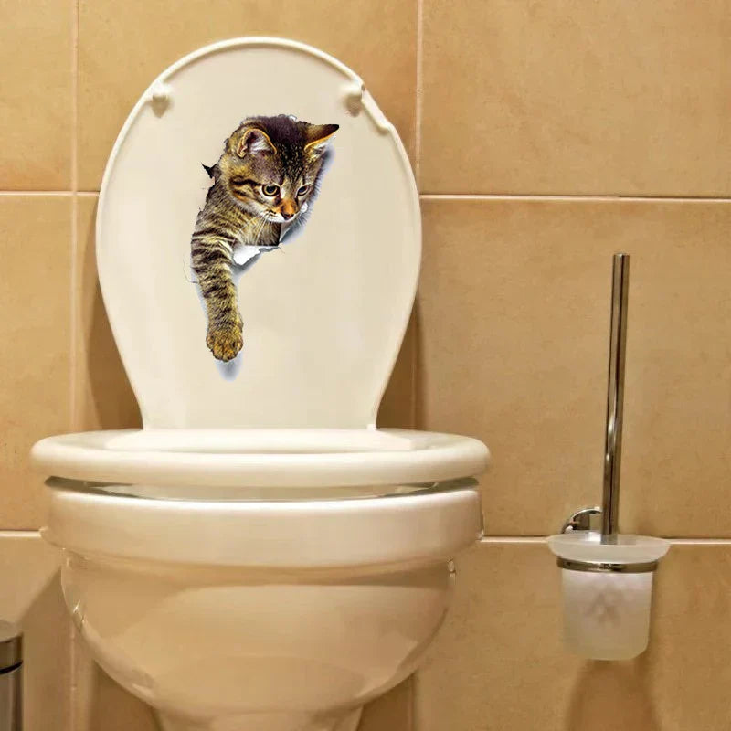 3D Toilettenschutz Katzenaufkleber