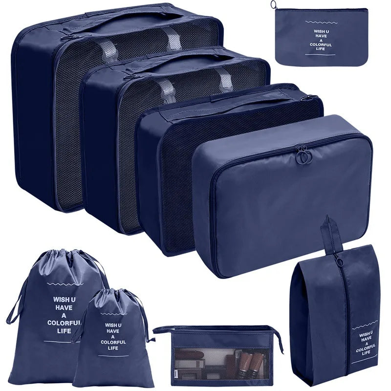 Brehn | PackWunder Reise-Organizer Set 7/8/9/10-teilig | Faltbare Koffer-Organizer | Für Kleidung, Schuhe & Accessoires