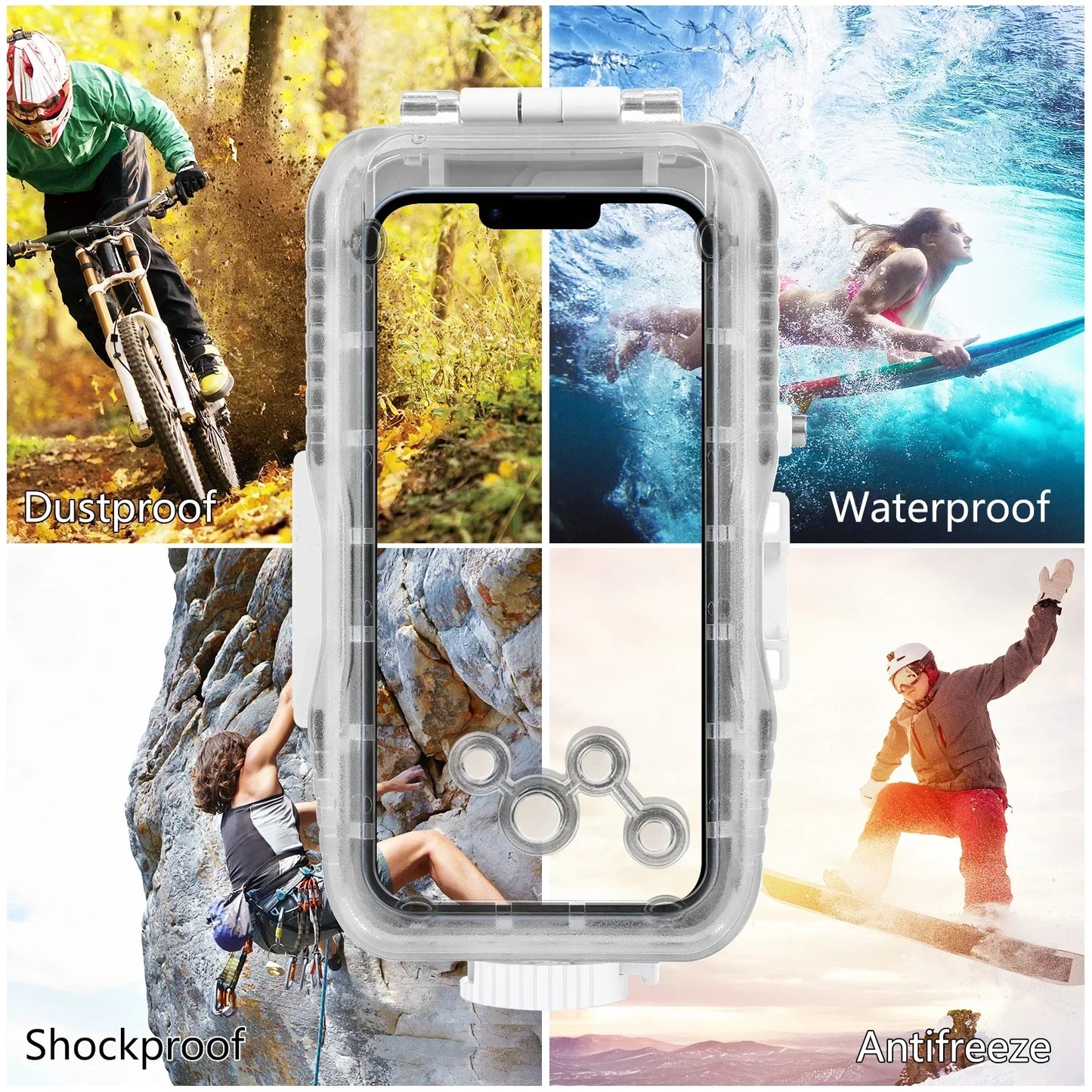 Wasserdichte Taucherhülle für iPhone mit 40 m Tiefenschutz und Touch-Steuerung – AquaShield