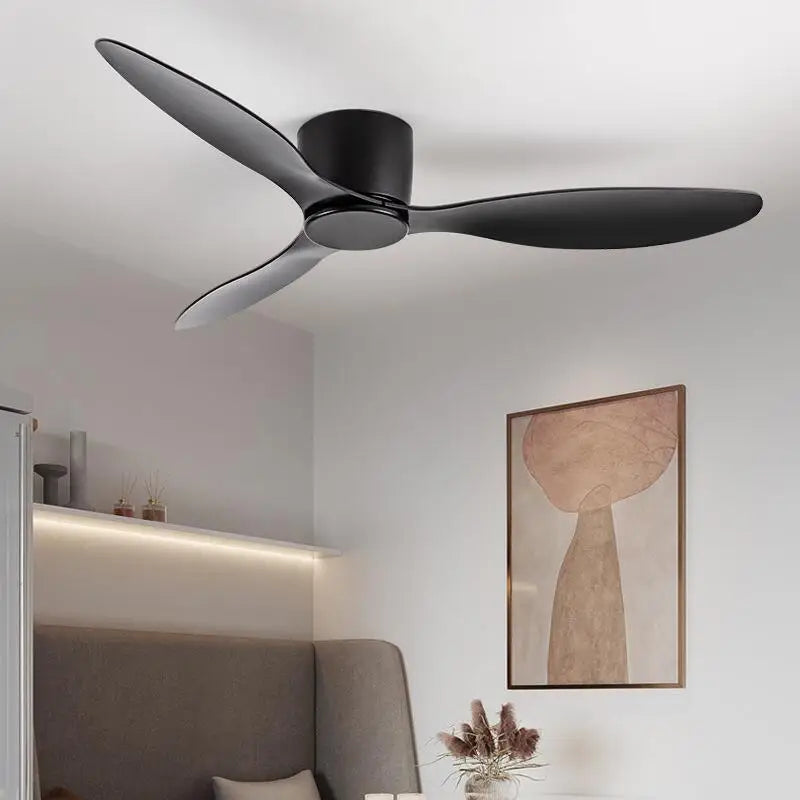 42-52 Zoll Deckenventilatoren mit DC-Motor — Fernbedienung Niedrigboden Kühlventilatoren, ohne Licht, weiße Holz- & schwarze Optionen | Brehn