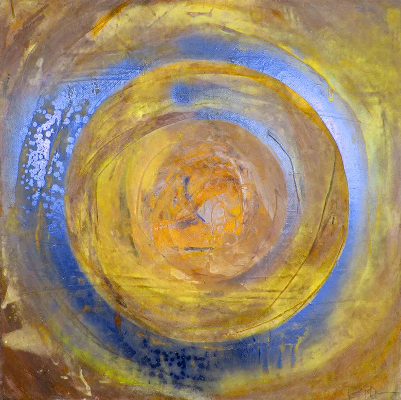 Blaue Goldene Wirbel Kreiss Wandkunst Feine Kunst Leinwanddrucke quadratisches Format Abstrakte Bilder für Wohnzimmer Schlafzimmer Home Office Kunst Dekor | Brehn