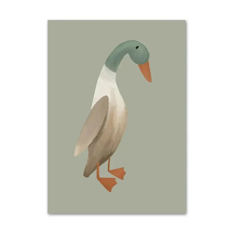 Niedliche Baby Tiere Kinderzimmer Wandkunst Illustrationen Fine Art Leinwanddrucke Gänse Maus Löwe Eisbär Poster Bilder für das Kinderzimmer Wanddekoration | Brehn