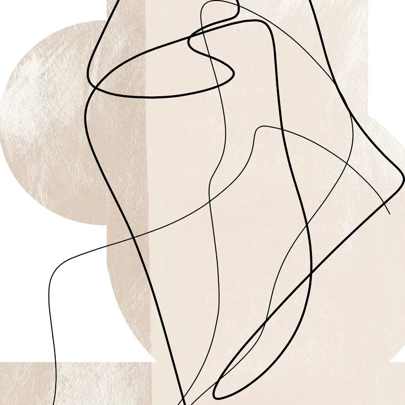 Schatten von Beige Abstrakte Linienkunst Wandkunst Feine Kunst Leinwanddrucke Minimalistische Bilder für moderne Wohnzimmerskunst für zeitgenössische Innenräume