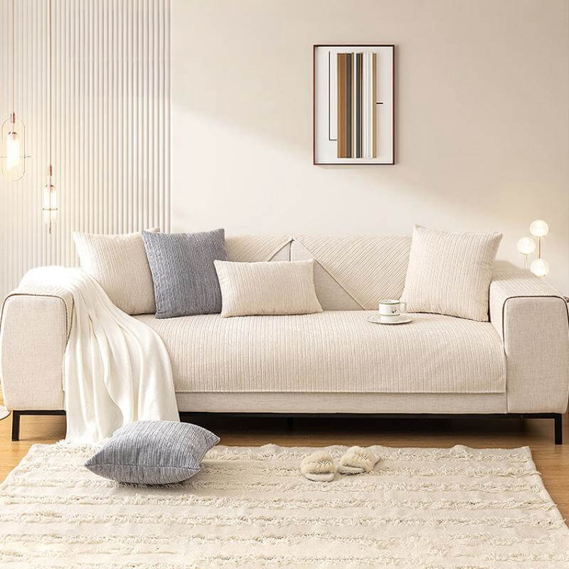 Einfacher einfarbiger Chenille kratzfester Couchbezug | Brehn