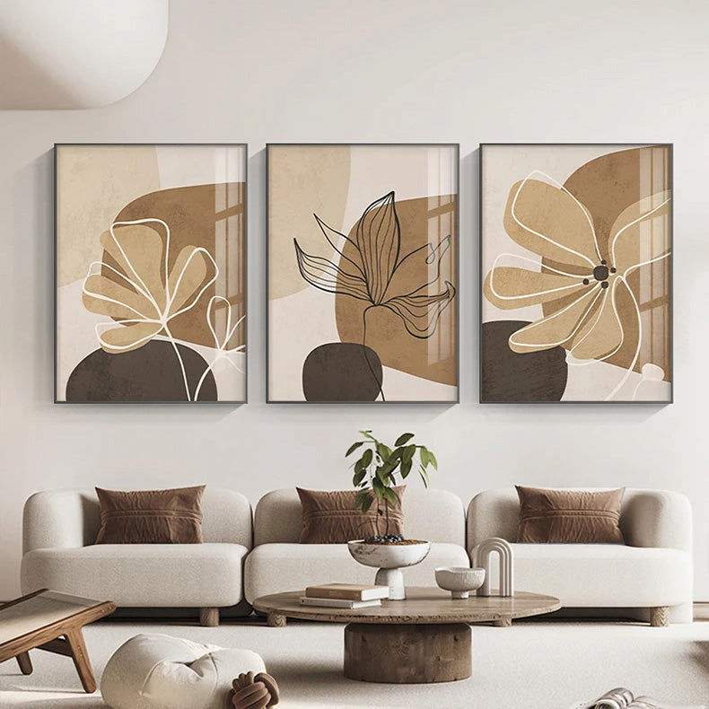 Einfache Beige Braun Florale Abstrakte Wandkunst Feine Kunst Leinwanddrucke Minimalistische Bilder Für Moderne Wohnungen Wohnzimmer Schlafzimmer Kunst Für Zeitgenössische Innenräume