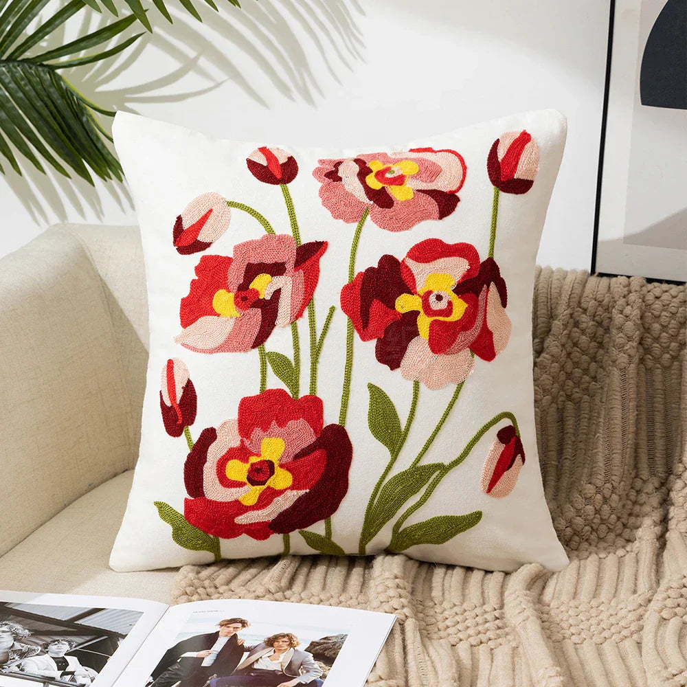 Einfache florale bunte nordische Kissenbezüge 45x45cm gestrickte Jacquard-Leinenkissenbezüge für das Wohnzimmer Sofa Wurfkissen zeitgenössische skandinavische Wohnkultur